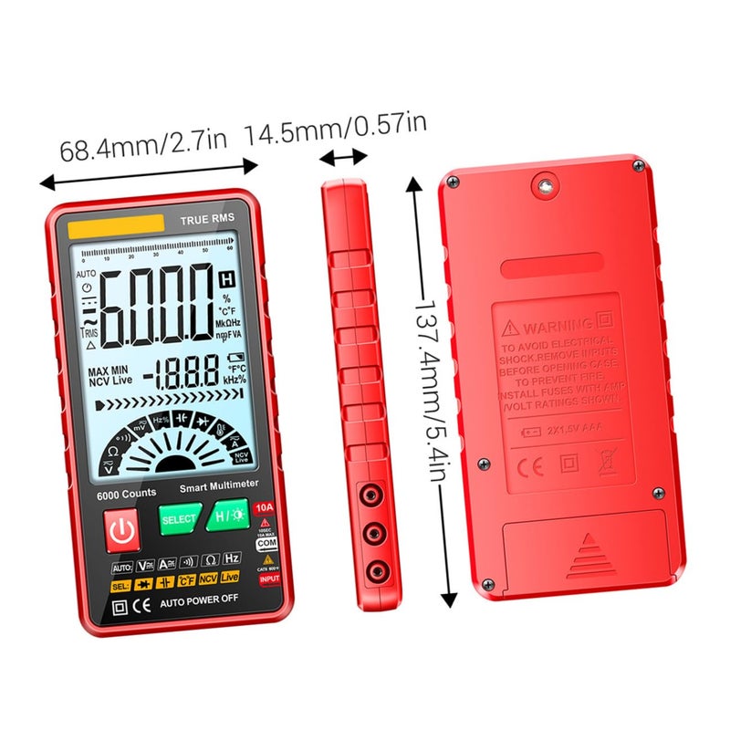 Digital Multimeter Voltage Resistance Frequency Temperature Tester Non Contact Detection - Image 3