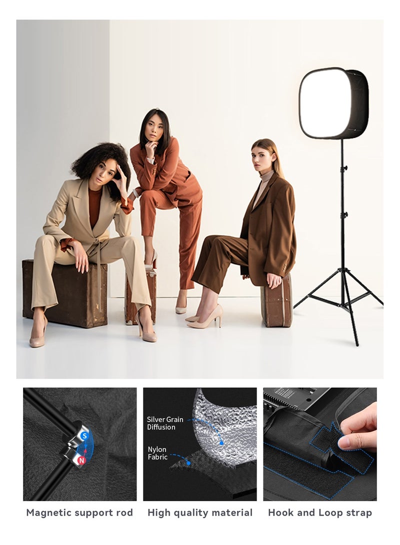 LEOKOR LED Light Panel Softbox, Softbox Light Box, Foldable Light Diffuser with Bag, Foldable Video Light for Photography/Video Recording/Live Streaming/Portraits Shooting, 42*42*16cm (Black) - Image 2