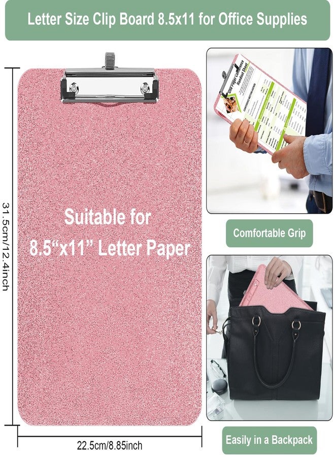 SFLHHDM لوحة كتابة شفافة لامعة (قطعة واحدة)، لوحة بلاستيكية مع حامل قلم، مقاس 8.85 × 12.4 بوصة، لوحة كتابة لامعة بمشبك منخفض، لوحة كتابة معلقة لطيفة للوازم المكتبية والمدرسية، لوحة كتابة لامعة - وردي - Image 4