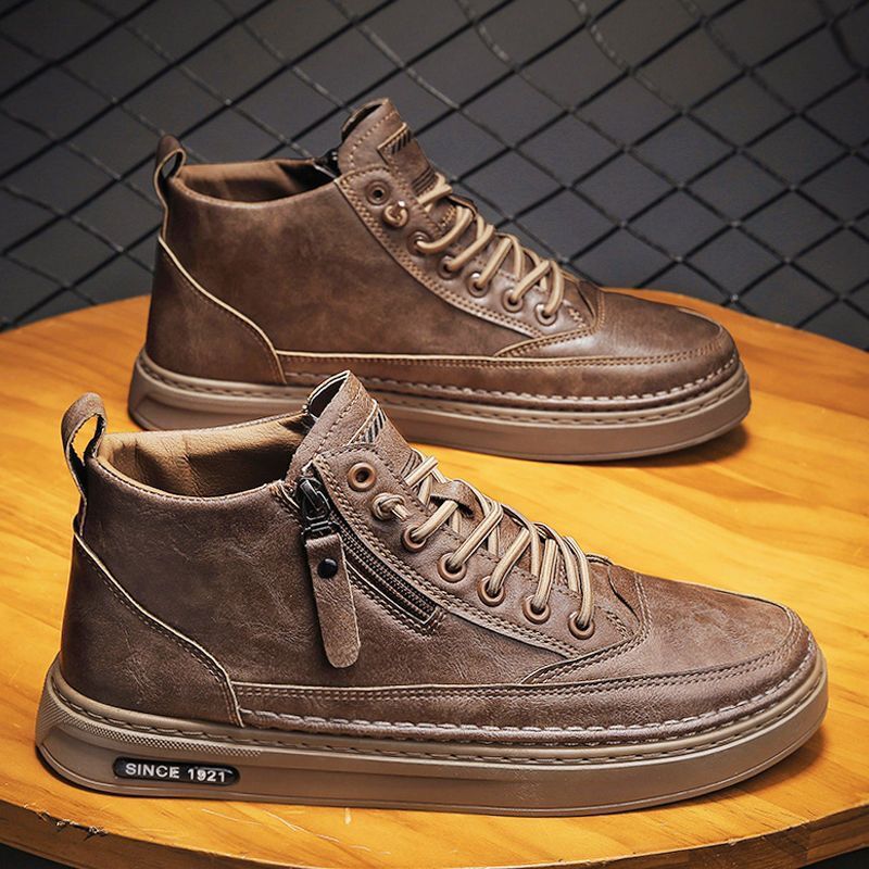 High-Top Sneakers Mens Breathable Non-Slip Chef Shoes A928 khakis 