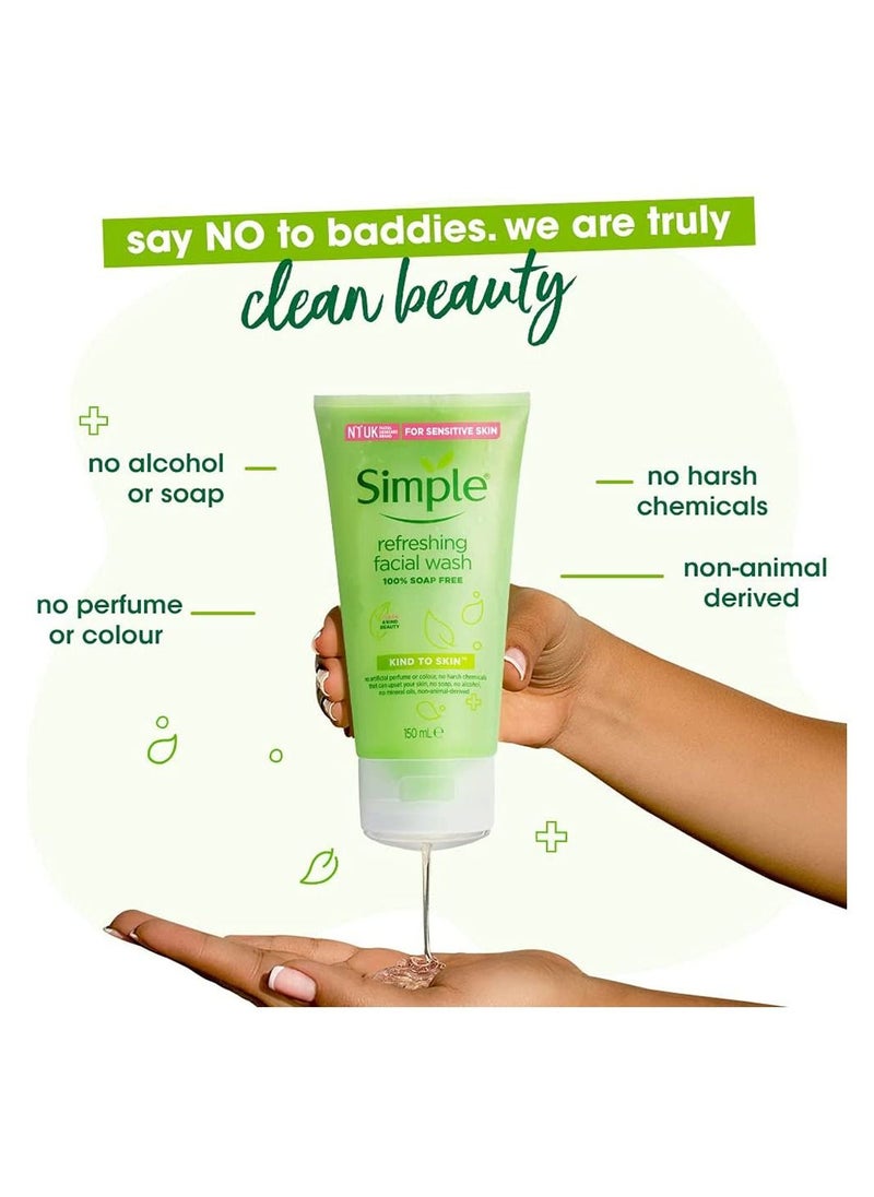 simple - Face Wash For Sensitive Skin Refreshing Soap Free 150ml - Image 1