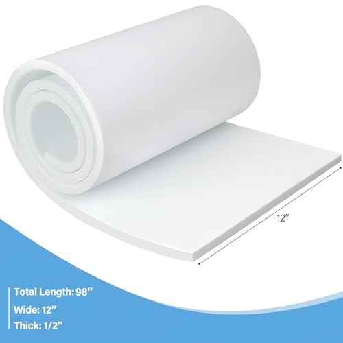 Storystore Foam Insulation Neoprene Sheets with Adhesive, 1/2'' Thick x 12'' W x 98'' L Multi-Function Soundproof Large Closed Cell Neoprene Rubber Roll, White - Image 2