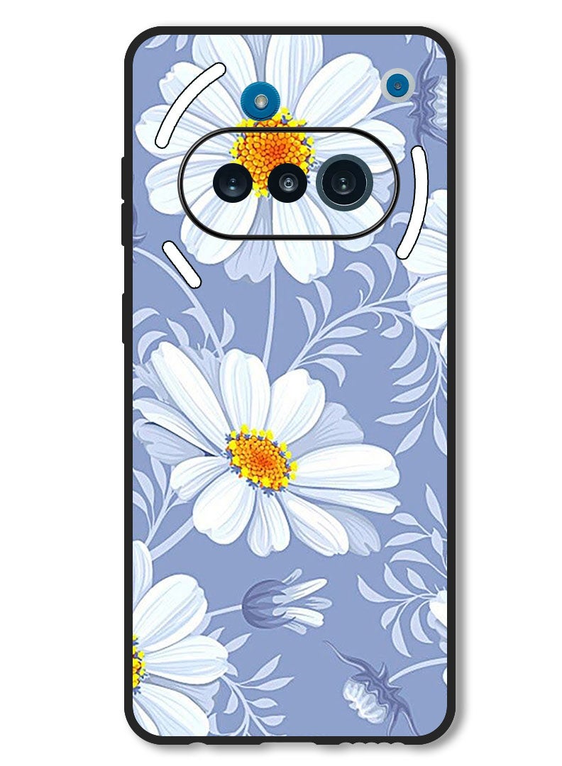 Theodor Case Compatible with Nothing Phone 3a Protection Shockproof Bumper Cover White Yellow Flower - Image 1