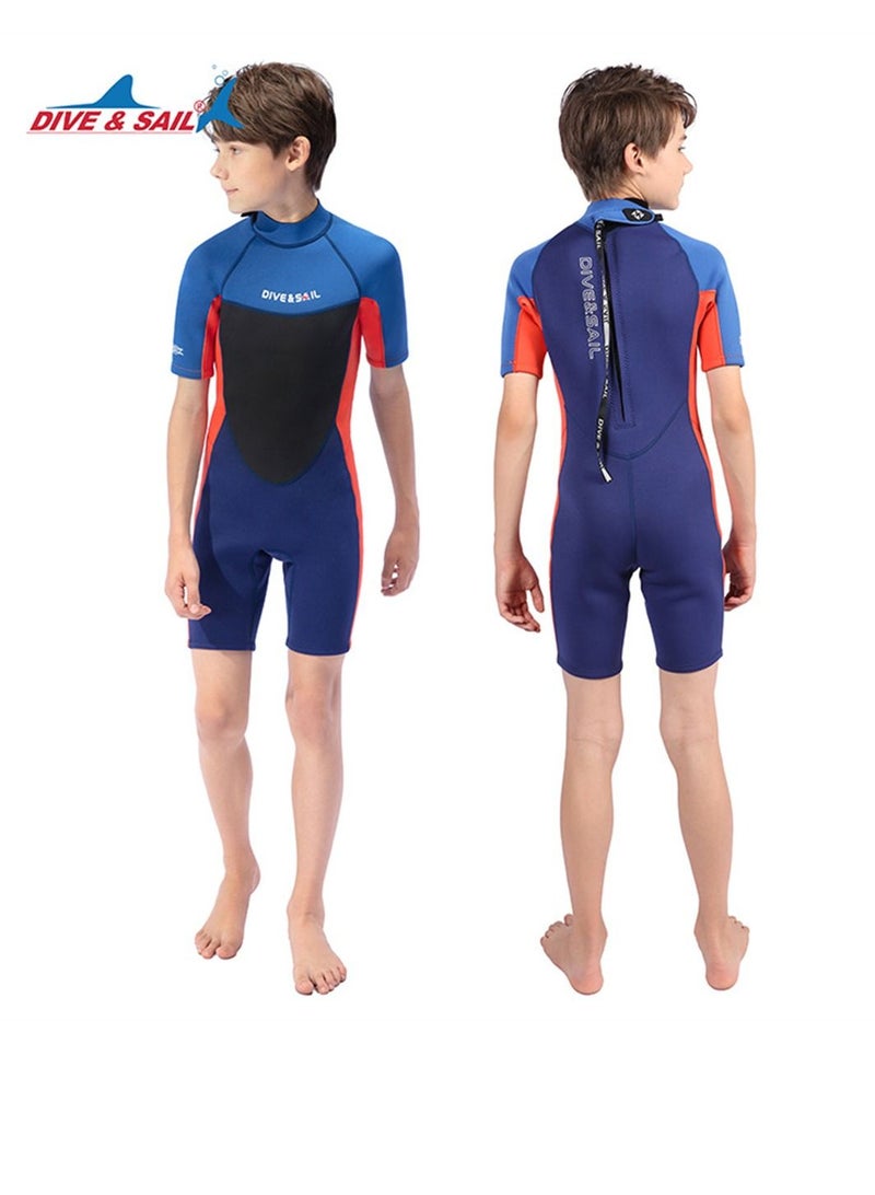 DIVE & SAIL Keep Warm Children Diving Suit Three-layer High Elastic Wetsuit For Boys Blue - Image 2