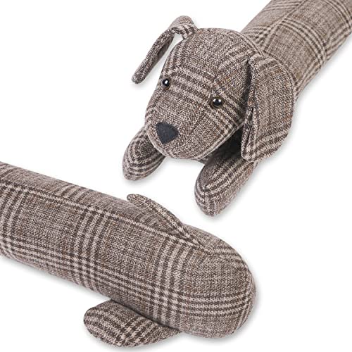 CERAYOU 36 Inch Heavy Duty Under Door Draft Stopper, Cute Animals Shape Door & Window Draft Guard to Save Energy, Decorative Weighted Bottom Insulation Stopper Noise Air Wind Dust Blocker, Plaid Dog - Image 3