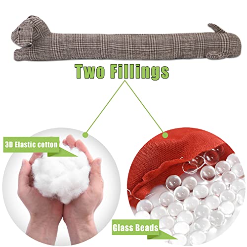CERAYOU 36 Inch Heavy Duty Under Door Draft Stopper, Cute Animals Shape Door & Window Draft Guard to Save Energy, Decorative Weighted Bottom Insulation Stopper Noise Air Wind Dust Blocker, Plaid Dog - Image 4
