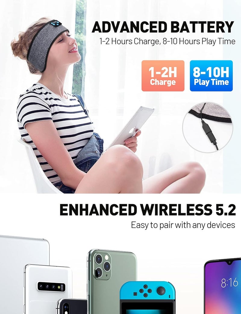 Voerou Sleep Headphones Sports Headband, Bluetooth Sleeping Headphones with Ultra-Thin Speakers,Headphones for Sleeping,Side Sleepers,Running,Workout,Travel,Yoga,Insomnia,Meditation Accessories - Image 5