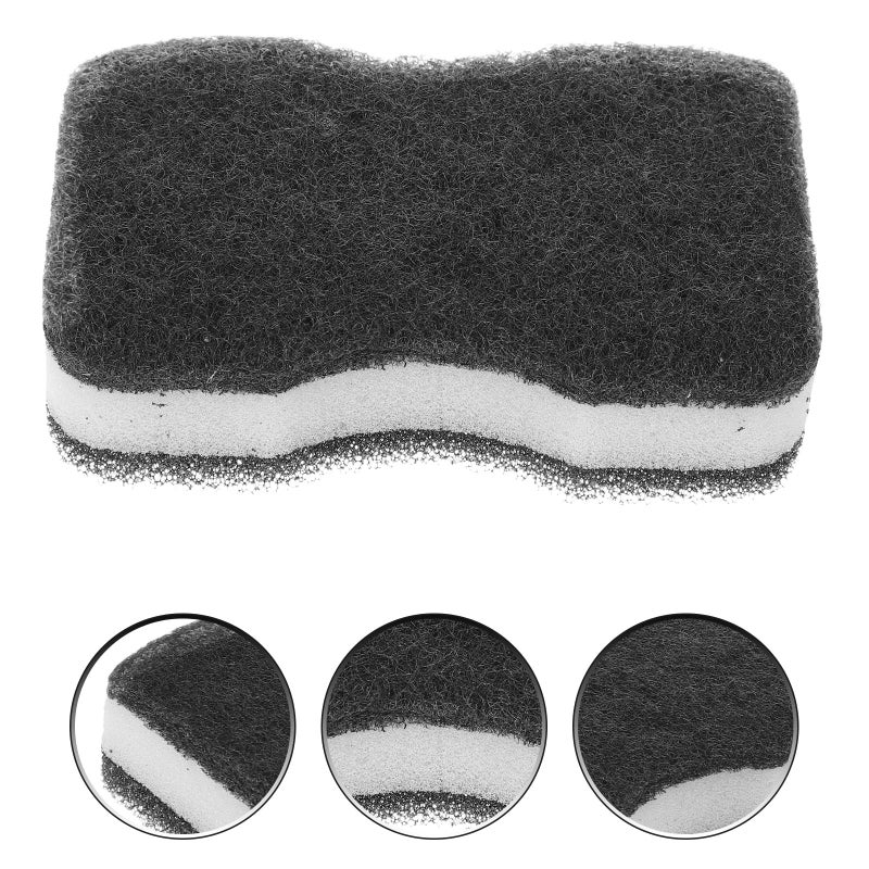 Triple Layer Reusable Kitchen Sponge Set 5Pcs Black Non Stick Dish Scrubber - Image 5