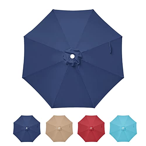 Simple Deluxe Simple Deluxe 9' Patio Outdoor Table Market Yard Umbrella Replacement Top Cover with 8 Ribs, 9ft Canopy, Dark Blue  - Image 1