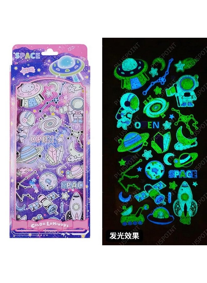 PLUSPOINT PLUSPOINT 3D Puffy Space Glow in Dark Stickers for Kids 4 Pack Self Adhesive Foam Space Stickers with Planet, Astronaut, Rocket, Solar System for Scrapbook Crafts, Party Favors Goodie Bags Stuffers - Image 3