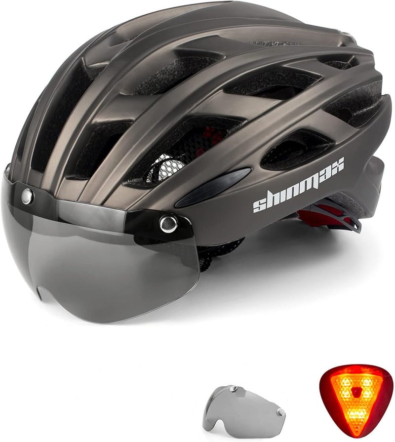 Shinmax General purpose premium build Shinmax Bicycle Helmet with LED Lighting, Bicycle Helmet with Safety Light, Magnetic Bicycle Helmet and Removable Screen Roller Visor Ski Snowboard Helmet for Men Women NR-096 KSA standard compatible design - Image 1