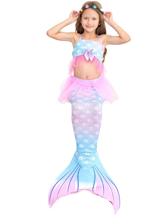 NIBEMINENT Mermaid children's swimsuit, girls' mermaid swimsuit, swimsuit three-piece set, children's mermaid swimsuit - Image 1