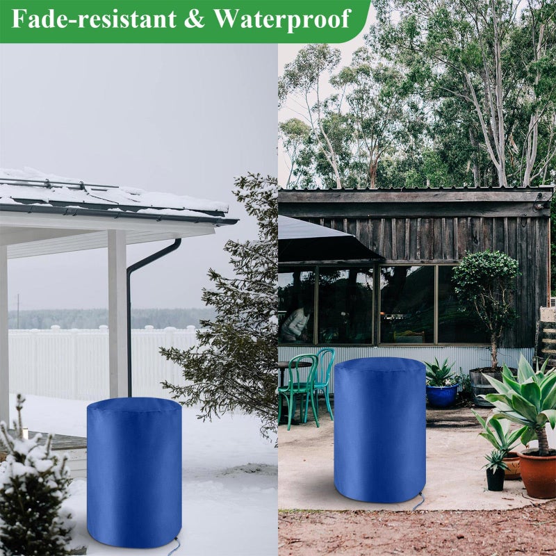Capolo 55 Gallon Drum Cover Water Storage Barrel Cover Waterproof Outdoor Rain Barrel Cover Plastic Steel Barrel Water Collector Container Cover All Weather Protection with Drawstring (1, Blue) - Image 5