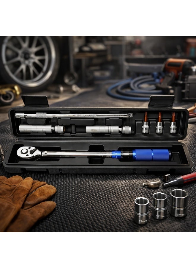 VELARO 3/8 Inch Drive Torque Wrench Set 7PCS, 5-60Nm Click Torque Wrench with Extension Bar, Spark Plug Sockets 14mm 16mm, T20 T30 T40 Bit Socket for Car Engine Repair - Image 3