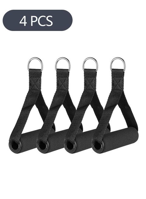 4-Piece Heavy Duty Foam Handle, Exercise Handle Heavy Duty Cable Pulley Handles Attachment for Resistance Bands Home Gym Cable Machines (Black)