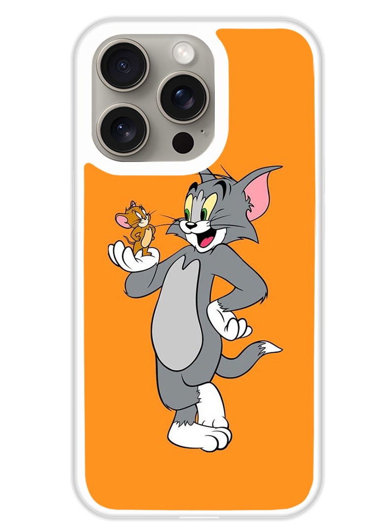 Theodor Protective Case Cover For APPLE IPHONE 15 Pro Max Tom and Jerry (2) (White Bumper) - Image 1