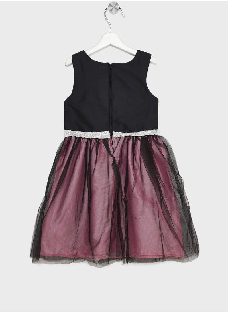 Pinata Girls Sequin Belt Sleeveless Tulle Evening Dress