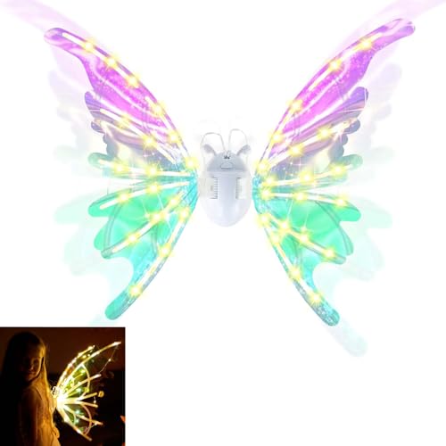 Kardeep Electric Fairy Butterfly Wings for Girls Adults Light Up Butterfly Wings for Women Iridescent Wing Dress Up for Dogs Role Playing LED Wing for Birthday Halloween Christmas and Party Attire - Image 1