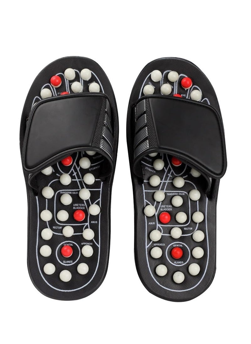SYOSI - Acupressure Foot Massager Massage Slippers Shoes Reflexology Sandals Gift for Men Women, Reduce Feet Neuropathy Pain Relief and Tension, Promote Circulation (Black, Size: 27.5cm) - Image 1