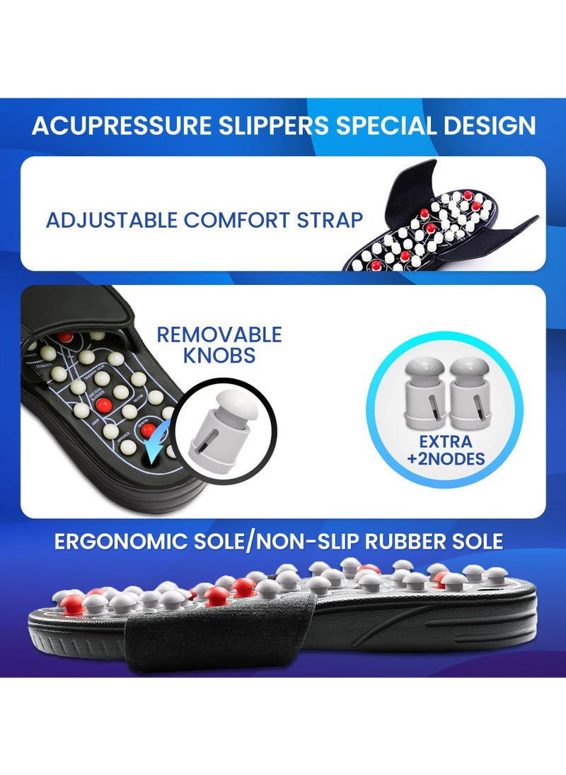 SYOSI - Acupressure Foot Massager Massage Slippers Shoes Reflexology Sandals Gift for Men Women, Reduce Feet Neuropathy Pain Relief and Tension, Promote Circulation (Black, Size: 27.5cm) - Image 1