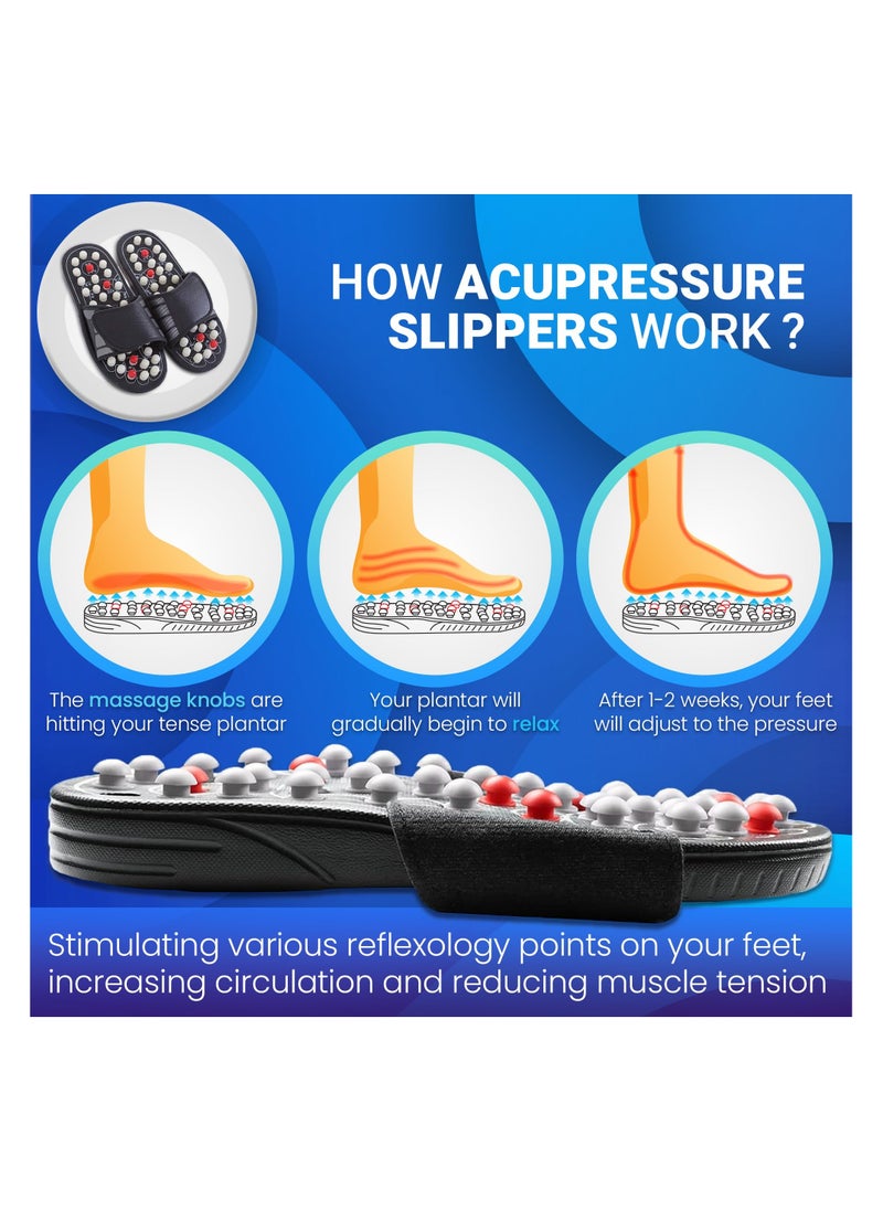 SYOSI - Acupressure Foot Massager Massage Slippers Shoes Reflexology Sandals Gift for Men Women, Reduce Feet Neuropathy Pain Relief and Tension, Promote Circulation (Black, Size: 27.5cm) - Image 1