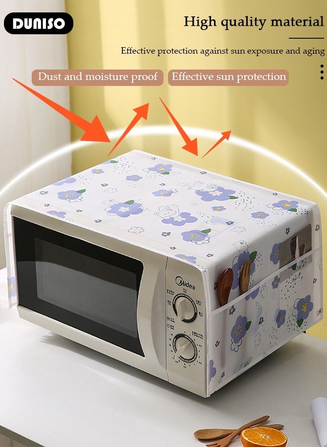DUNISO Microwave Oven Dust Proof Cover, Microwave Oven Protector Dust with Side Storage Organizer Bags, Multi-Purpose Microwave Oven Top Cover, Waterproof Cloth Decoration Kitchen Utensil Cover 85×35CM - Image 5