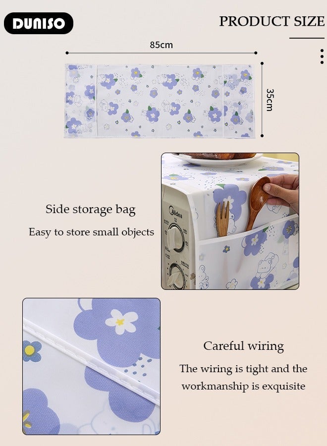 DUNISO Microwave Oven Dust Proof Cover, Microwave Oven Protector Dust with Side Storage Organizer Bags, Multi-Purpose Microwave Oven Top Cover, Waterproof Cloth Decoration Kitchen Utensil Cover 85×35CM - Image 4