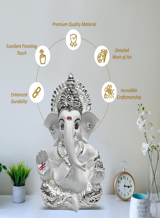 Diviniti 999 Silver Plated Lord Ganesha Idol for Temple, Puja Room, Home Decor, Gifting| Murti Ganpati Idol for Peace, Prosperity, Positive Energy, Good Luck, Success (8.89 x 5.08 cm) - Image 3