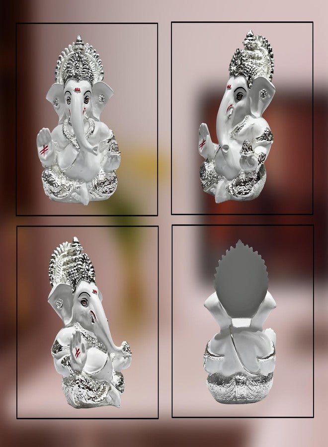 Diviniti 999 Silver Plated Lord Ganesha Idol for Temple, Puja Room, Home Decor, Gifting| Murti Ganpati Idol for Peace, Prosperity, Positive Energy, Good Luck, Success (8.89 x 5.08 cm) - Image 4