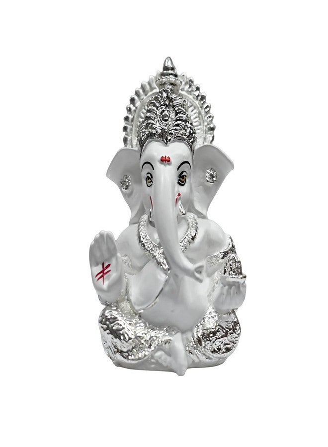 Diviniti 999 Silver Plated Lord Ganesha Idol for Temple, Puja Room, Home Decor, Gifting| Murti Ganpati Idol for Peace, Prosperity, Positive Energy, Good Luck, Success (8.89 x 5.08 cm) - Image 1