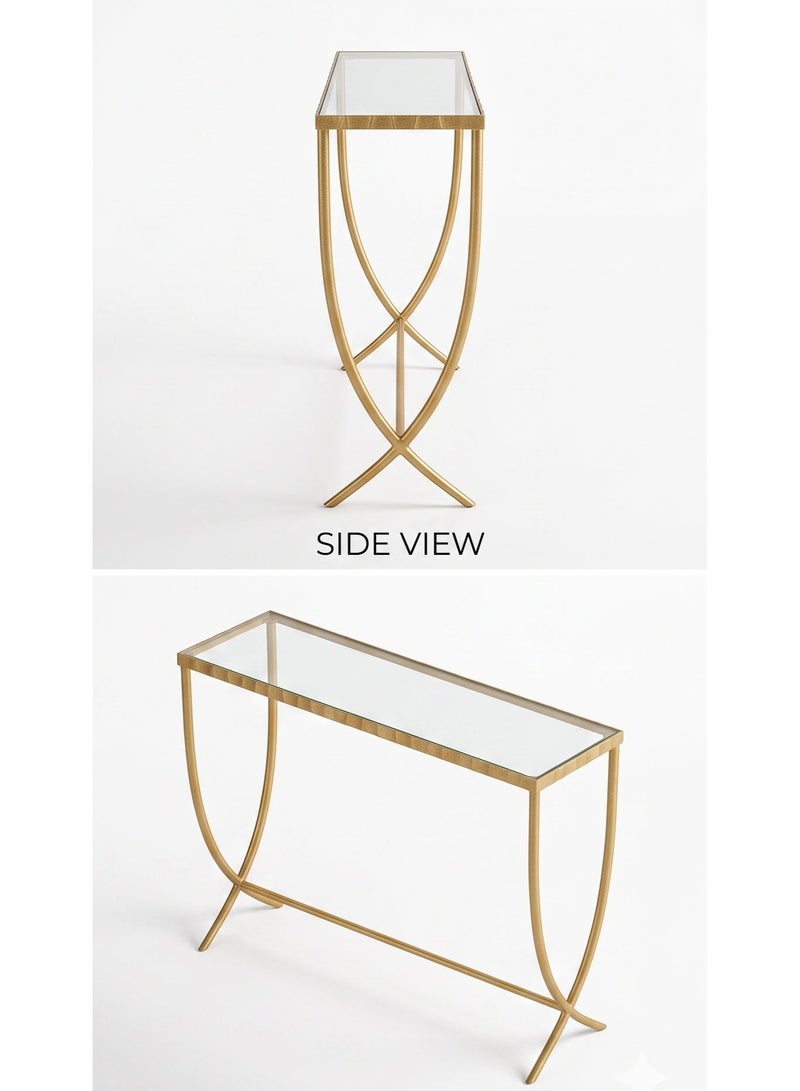 Mobellya Luniva Console Gold Steel  With Glass Surface - Image 1