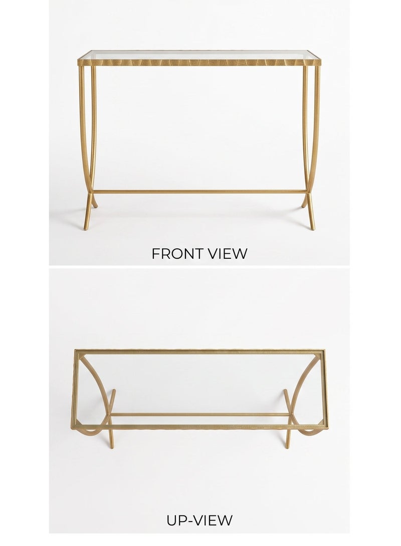 Mobellya Luniva Console Gold Steel  With Glass Surface - Image 3