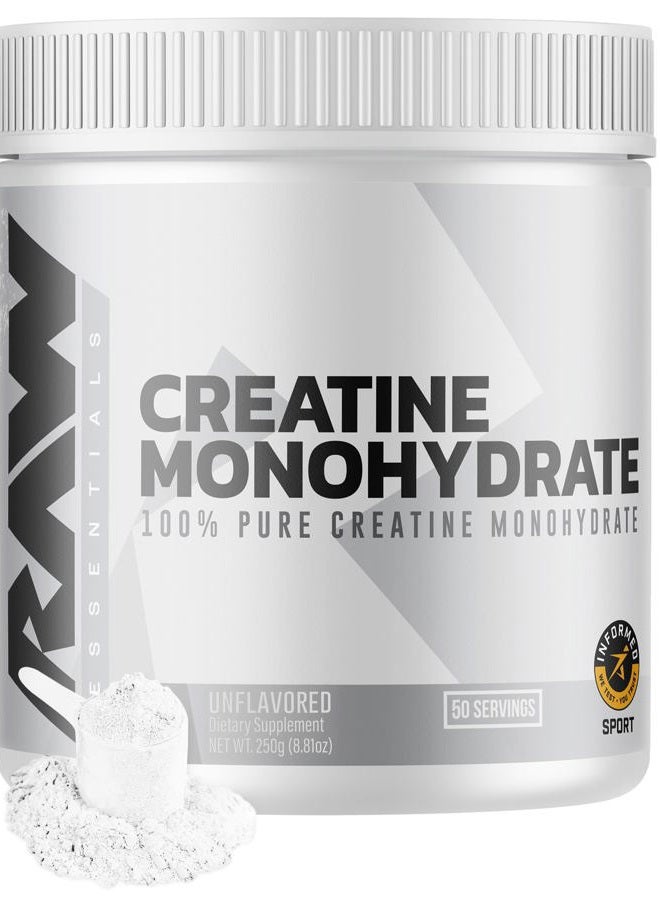 Raw Nutrition Creatine Monohydrate Powder - Unflavored Micronized Creatine Monohydrate Workout Supplement for Muscle Energy, Strength & Endurance - Creatine Powder for Women & Men - 50 Servings - Image 1