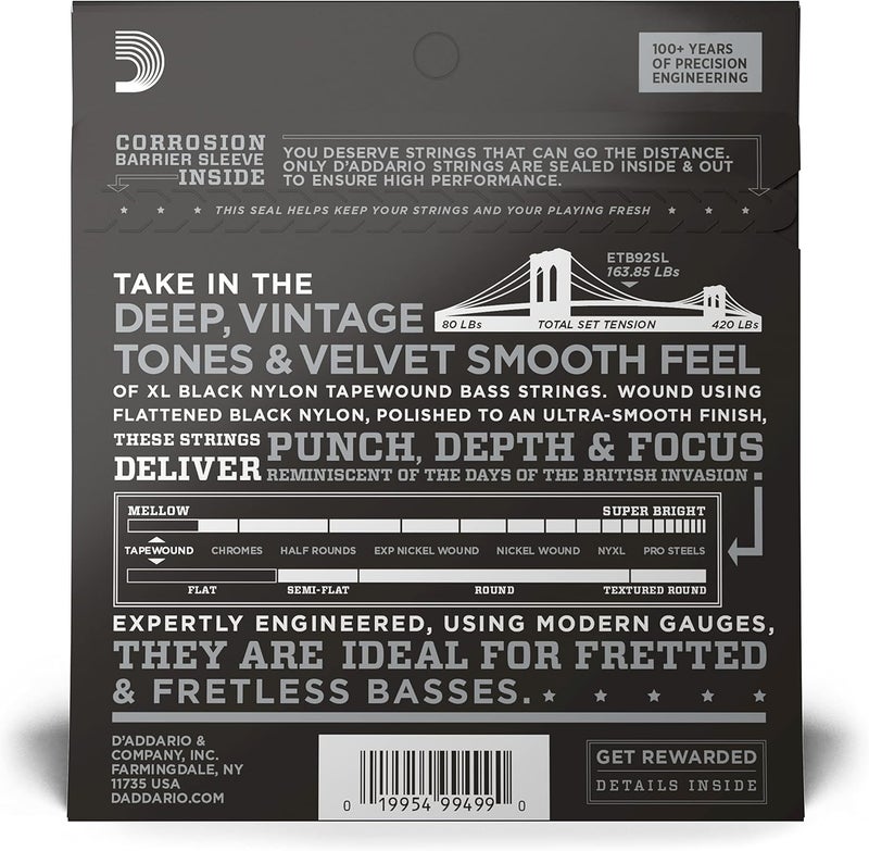 D'Addario Narrow & wide space compatible Bass Guitar Strings - XL Nickel Bass Strings - EXL165SL - Perfect Intonation, Feel, Durability - For 4 String Bass Guitars - 45-105 Regular Light Top/Medium Bottom, Super Long Scale Connectable modular - Image 2