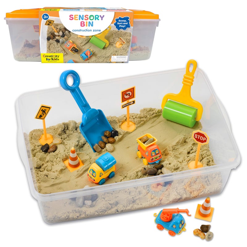 Creativity for Kids Sensory Bin: Construction Zone Playset - Preschool Learning Activities, Excavator Toys for Boys Ages 3-5+, Outdoor Toys and Gifts for Kids - Image 1