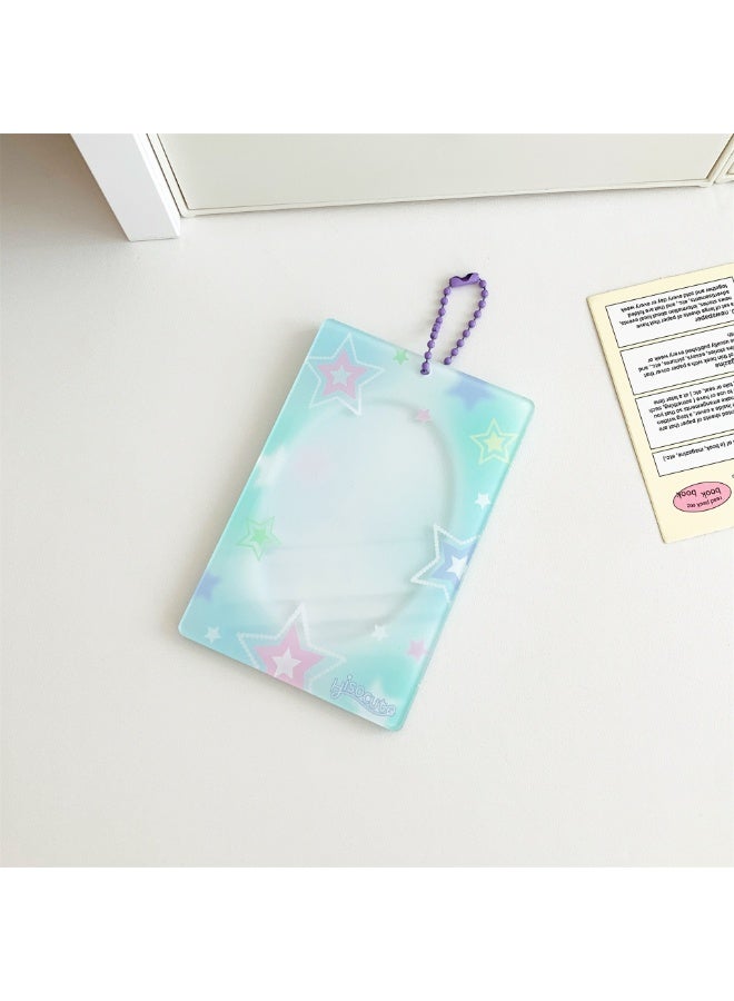 NIBEMINENT 1 - Piece Original Acrylic Stars Kpop Photo Card Holder Pendant Key Chain ID Badge Holder ID Card Holder Photo Card Protector for School ID Office ID Access Card for Women Girls - Image 1