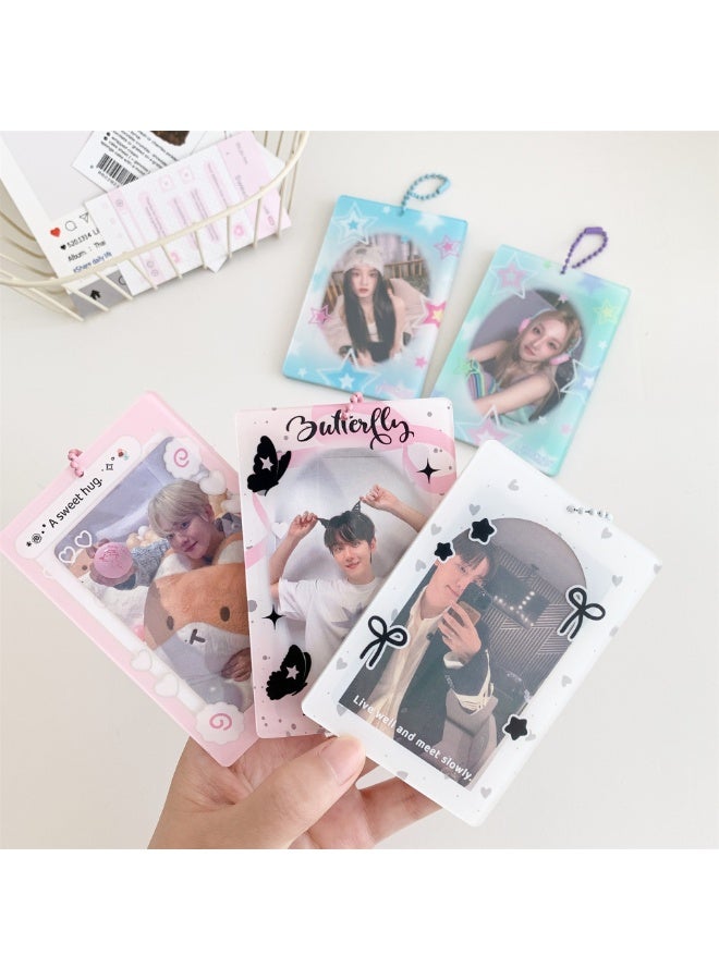 NIBEMINENT 1 - Piece Original Acrylic Stars Kpop Photo Card Holder Pendant Key Chain ID Badge Holder ID Card Holder Photo Card Protector for School ID Office ID Access Card for Women Girls - Image 3