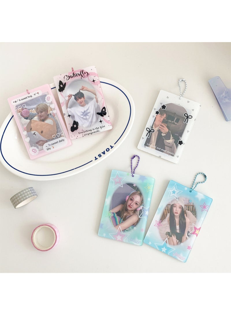 NIBEMINENT 1 - Piece Original Acrylic Stars Kpop Photo Card Holder Pendant Key Chain ID Badge Holder ID Card Holder Photo Card Protector for School ID Office ID Access Card for Women Girls - Image 2