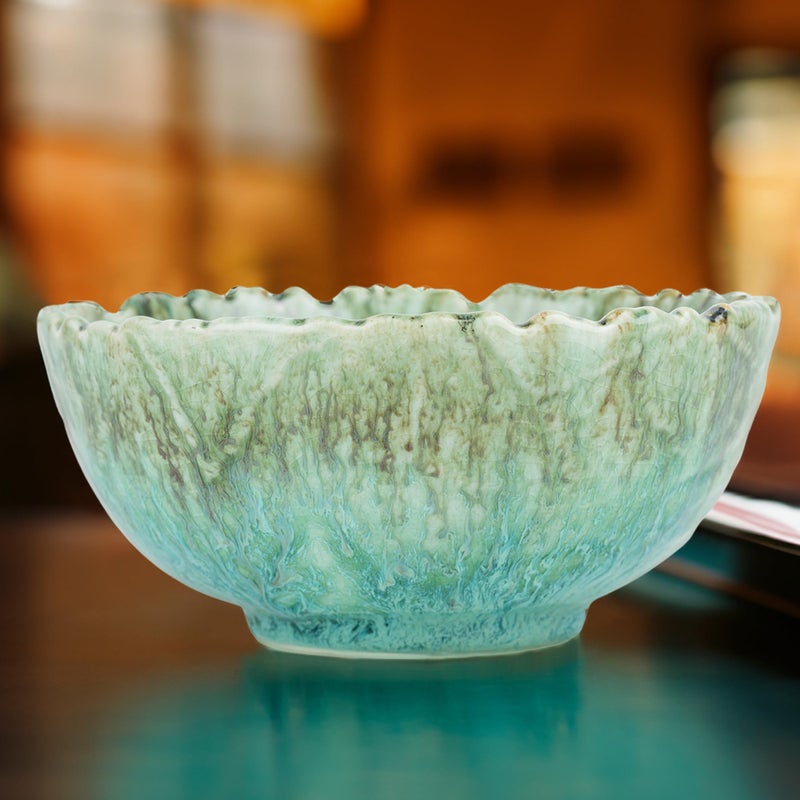 USHA SHRIRAM USHA SHRIRAM Ceramic Bowl for Snack & Dinner | Ramen Soup Bowl Microwave Safe | Chip Resistant Dinnerware | Snack Serving Bowl | Dinning Bowl Katoris for Dinner | Serving Bowl Set | Pasta Bowl - Image 1