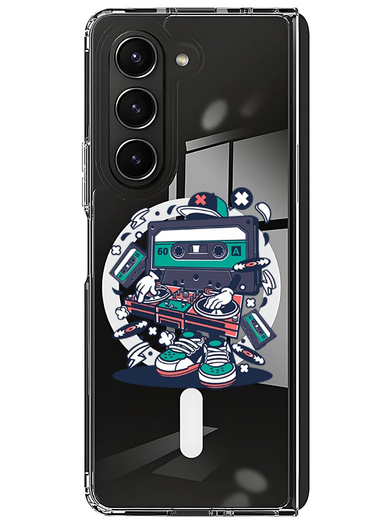 Theodor Magnetic Case for Samsung Galaxy Z Fold 5 Compatible with MagSafe Wireless Charging, Shockproof Phone Bumper Cover cassette man - Image 1