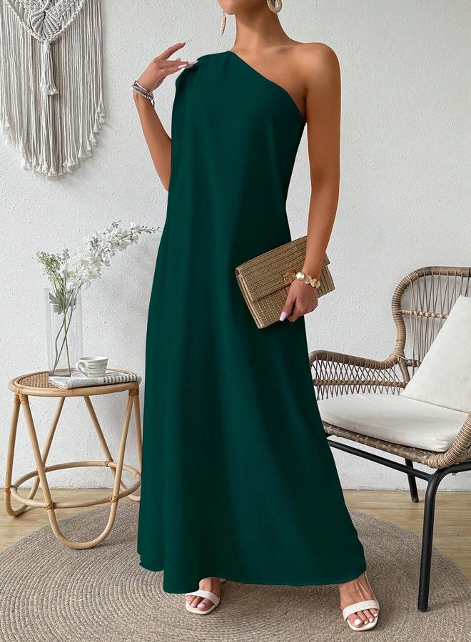Take Two Solid One Shoulder Maxi Dress - Image 1