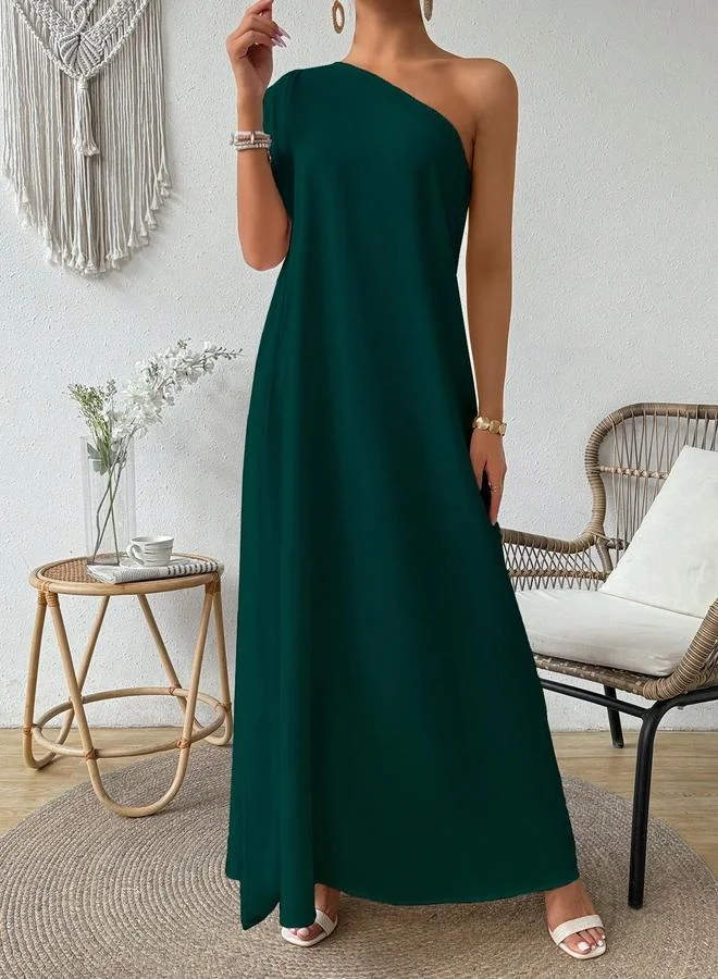 Take Two Take Two Solid One Shoulder Maxi Dress