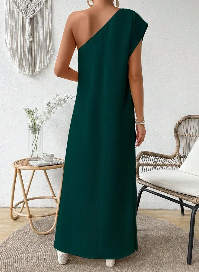 Take Two Take Two Solid One Shoulder Maxi Dress