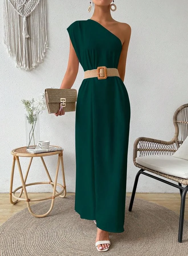 Take Two Take Two Solid One Shoulder Maxi Dress