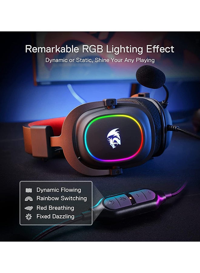 Redragon H510-RGB Zeus X Wired Gaming Headset, Ergonomic Design, 7.1 Surround Sound, 53mm Drive, Detachable Microphone & RGB Lights, 3.5mm Cable, USB Control Box & 3.5mm Jack Input, Black | H510-RGB - Image 4