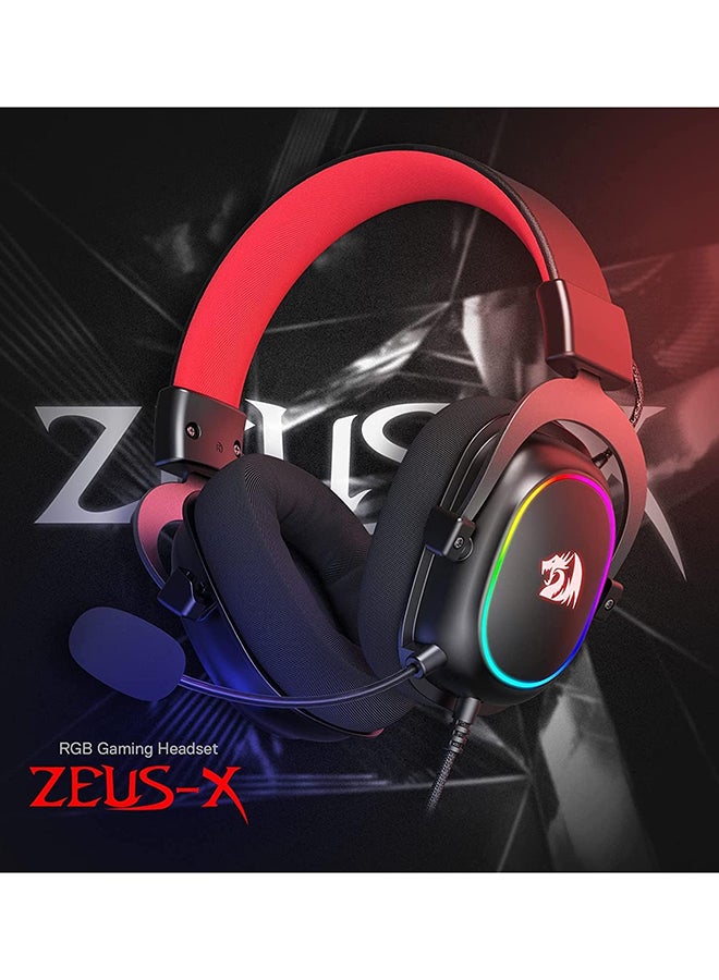 Redragon H510-RGB Zeus X Wired Gaming Headset, Ergonomic Design, 7.1 Surround Sound, 53mm Drive, Detachable Microphone & RGB Lights, 3.5mm Cable, USB Control Box & 3.5mm Jack Input, Black | H510-RGB - Image 2