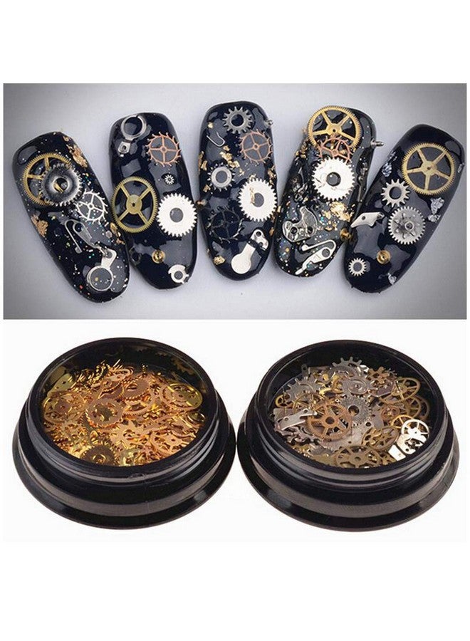 شينج زي XINGZI صندوقان (200-300 قطعة) أنماط مختلطة رقيقة للغاية ثلاثية الأبعاد معدنية Steampunk تروس سحر DIY قلادة ساعة عجلة ساعة مسامير أظافر زينة فن الأظافر مانيكير سبيكة DIY نصائح الأظافر الملحقات - Image 1