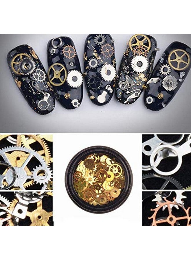 شينج زي XINGZI صندوقان (200-300 قطعة) أنماط مختلطة رقيقة للغاية ثلاثية الأبعاد معدنية Steampunk تروس سحر DIY قلادة ساعة عجلة ساعة مسامير أظافر زينة فن الأظافر مانيكير سبيكة DIY نصائح الأظافر الملحقات - Image 2
