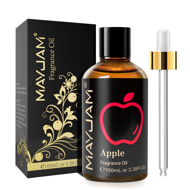 MAYJAM 100ML/3.38FL.OZ Apple Fragrance Oils with Glass Dropper, Essential Oils for Diffusers for Home, Long Lasting Scented Oils for Diffusers Soap Candle Making - Image 1