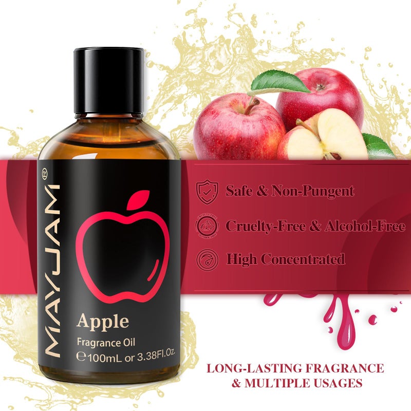 MAYJAM 100ML/3.38FL.OZ Apple Fragrance Oils with Glass Dropper, Essential Oils for Diffusers for Home, Long Lasting Scented Oils for Diffusers Soap Candle Making - Image 3